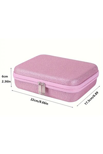 Yerli Pembe Işıltılı Taşıma Çantası – 30’lu Şeffaf Saklama Kavanozlu Boncuk S...