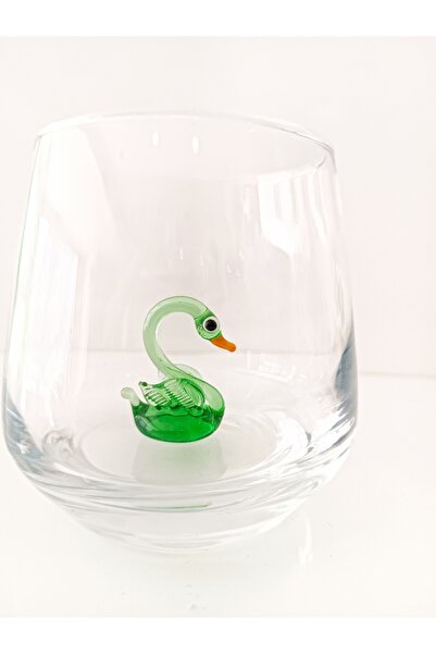 ADAMODART Decorative Water Glass with Swan Glass Figure - Single