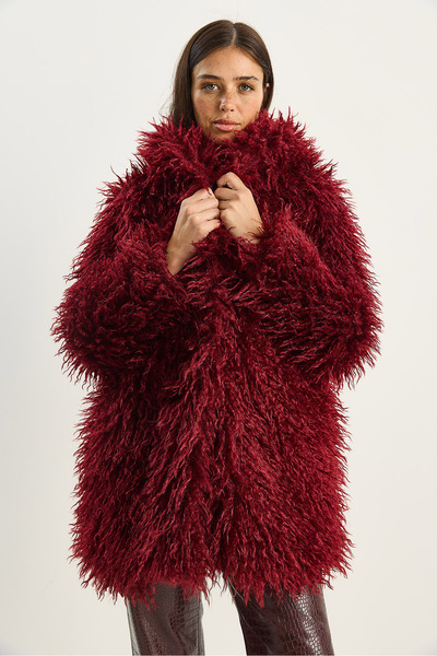 Bianco Lucci Women's Double Button Detailed Hooded Lined Tibet Coat 2765 60281119