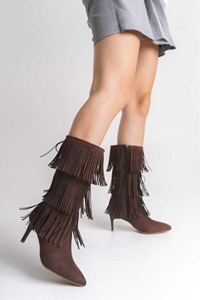 Lİ&Hİ'nin Pabuçları PÜSKÜLLÜ VE KISA TOPUKLU FERMUARLI KISA ÇİZME