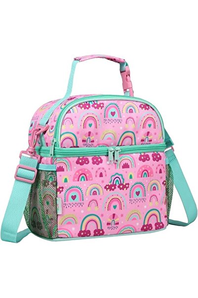 VASCHY Kids Insulated Lunch Bag - Double Compartment (Pink Rainbow)