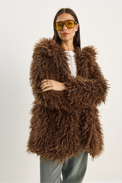 Bianco Lucci Women's Double Button Detailed Hooded Lined Tibet Coat 2765 60281119