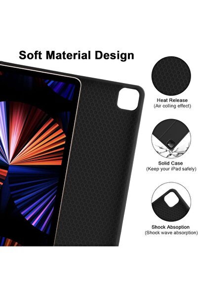 HYX حافظة ذكية رفيعة مع لوحة مفاتيح قابلة للفصل لجهاز iPad Air مقاس 13 بوصة وiPad Pro مقاس 12.9 بوصة - أسود