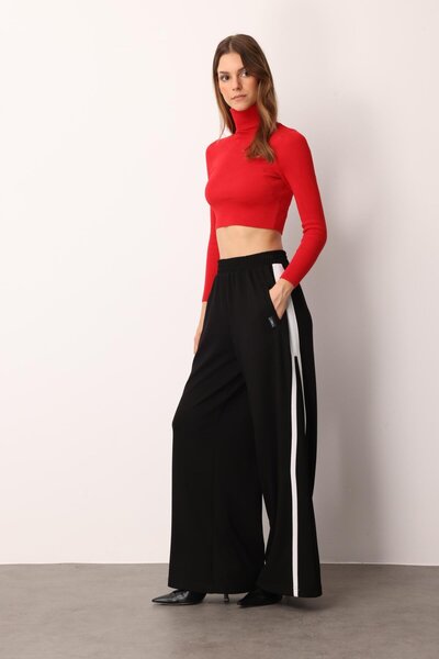 accort Geniş Paça Modal Pantolon-SİYAH