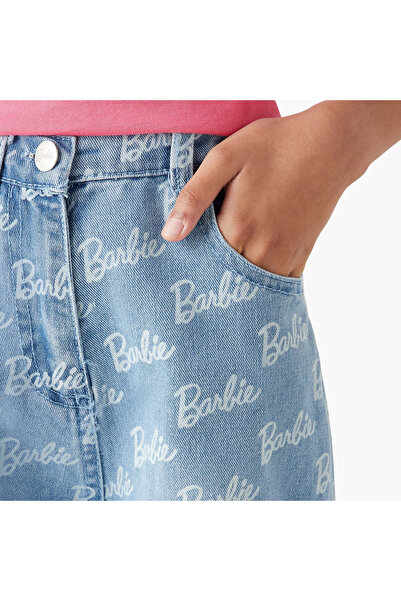 mattel Barbie Print Flared Jeans with Pockets