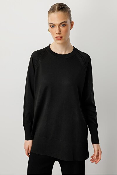 accort Reglan Kol Basic Triko Tunik-SİYAH