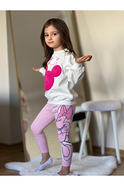 CoolCix Girl's Pink Plush Embroidery and Print Detail Tights Suit