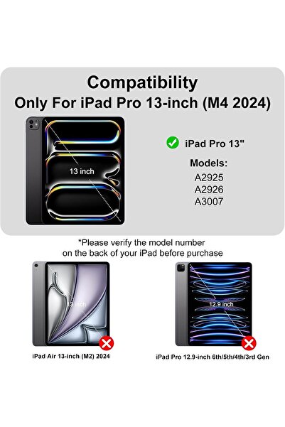 HYX Keyboard Case for iPad Pro 13-inch (M4) 2024 - Detachable Wireless Keyboard, Black