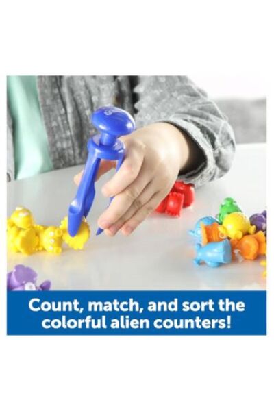 Learning Resources Grab & sort Fine Motor Alien Counters,Toys for Kids, 37 pcs