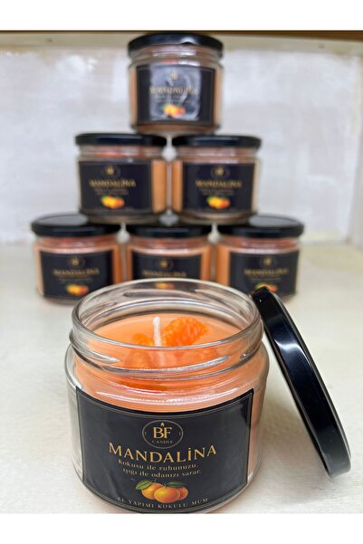 KRN GLOBAL GROUP BF Candle El Yapımı Mandalina Kokulu Mum Kalıcı ve Yoğun Kok...