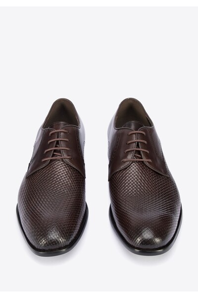 Wittchen Men's Leather Derby Shoes with Braided Front, Dark Brown, Leather