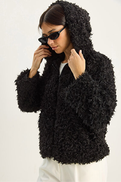 Bianco Lucci Women's Hooded Lined Teddy Coat 2818 60281117