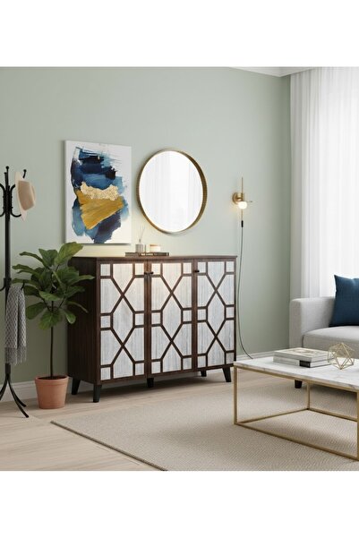 l'elefante Modern Geometric Accent Cabinet 120cm Wide Sideboard & Console Tab...