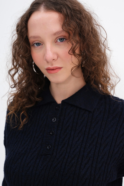 Addax Buttoned Collar Knitwear Sweater K3457