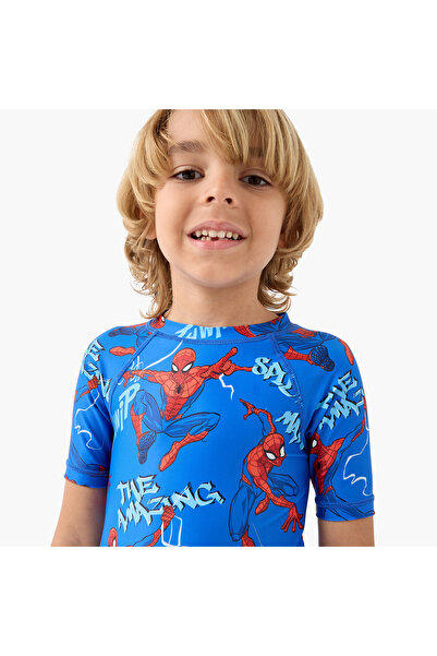 Marvel Spider-Man Print Swimsuit with Zip Closure