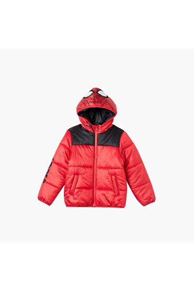 Marvel Spider-Man Print Hooded Heavy Jacket with Pockets