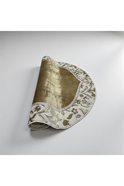 cekir Premium Velvet Islamic Prayer Mat Golden Floral Serenity (80 x 120 cm)