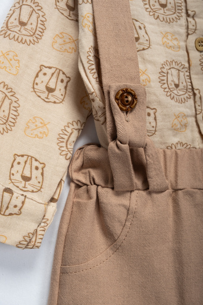 Lamonde Muslin Shirt Salopet with Lion Pattern