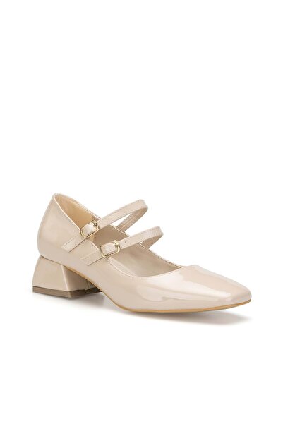 DARK SEER Ds Spillo-520 Patent Leather Beige Women's Daily Classic Heeled Shoes