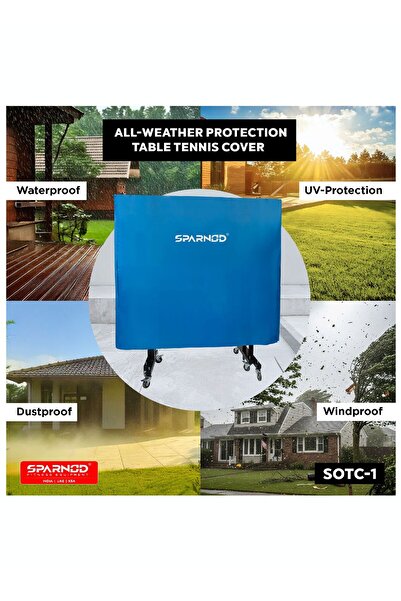 Sparnod Fitness Sparnod SOTC-1 Table Tennis Table Cover – All-Weather Polyester, UV Block, Dust & Water Resistant