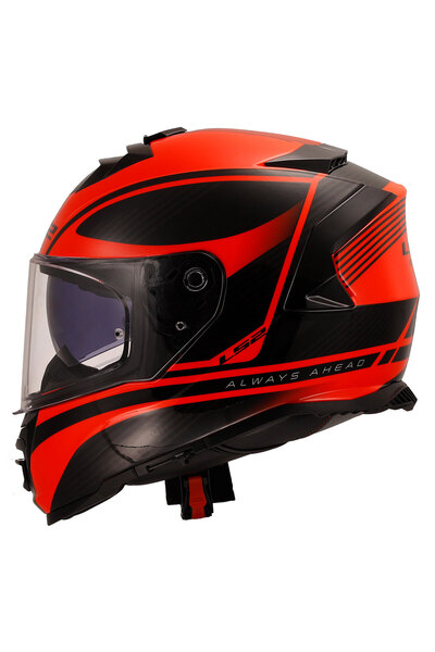 LS2 Storm 2 Dodger Mat Siyah-Neon Turuncu Kapalı Motosiklet Kaskı