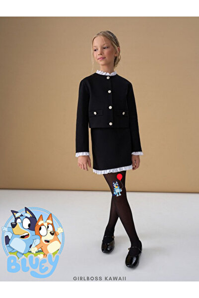 Girlboss Kawaii Bluey Black Pantyhose Matte Opaque