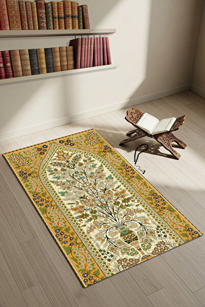 Etnik Dekor أزرق بلون الكوبالت سجادة صلاة منقوشة بالزهور