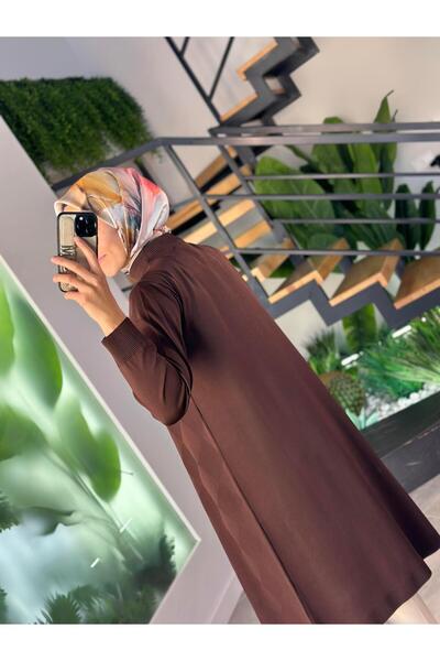 Armine Trend Baklava Desenli Merserize Tunik 25YTD4112 Kahverengi