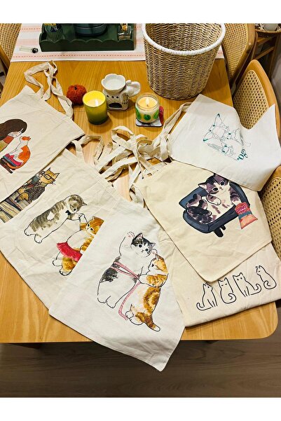 AL Bİ 90LIK Colorful Patterned Printed Raw Cloth Bags 1 Piece Choose What You Like