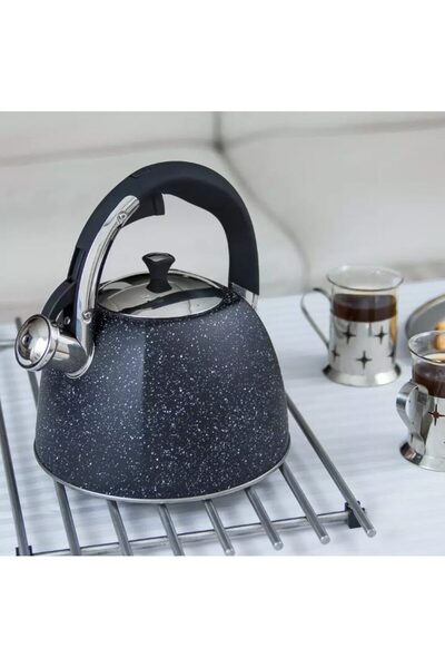 Klausberg Fierbător tradițional cu fluier fabricat din inox acoperit de marmura, ceainic 2.8 litri, 21-24 cm,