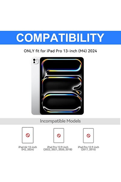 HYX iPad Pro 13-inch (M4, 2024) Keyboard Case with Detachable Bluetooth Keyboard & Pencil Hold