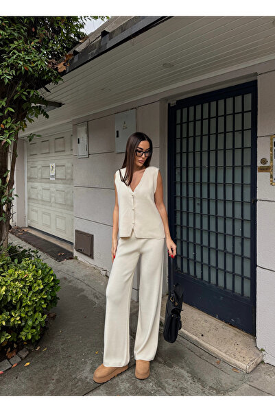 CARLA MARA Steel Vest and Palazzo Pants Double Sets