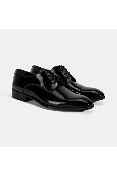 Desa Men's Black Laced Patent Leather Classic Shoes