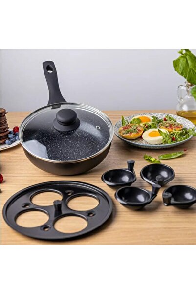 Kinghoff Алуминиев тиган с незалепващо покритие, включва контейнери за готвен...