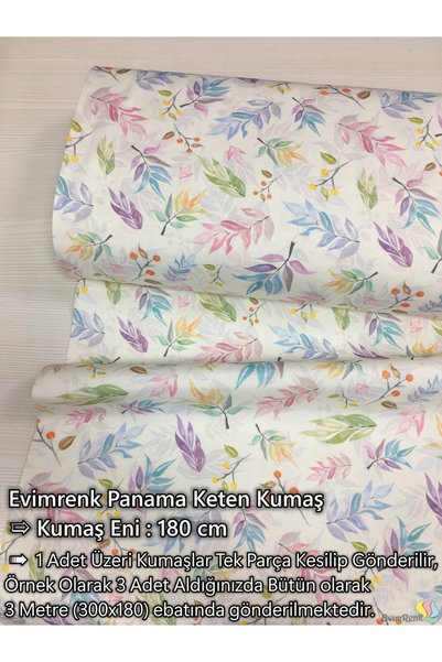 Renk Tekstil Renkli Çiçekler Desenli Keten Kumaş - Döşeme - Minder Kılıf - Ma...