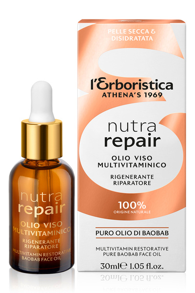 L'ERBORISTICA Multivitamin skin oil with pure baobab oil, Nutra Repair, 30 ml