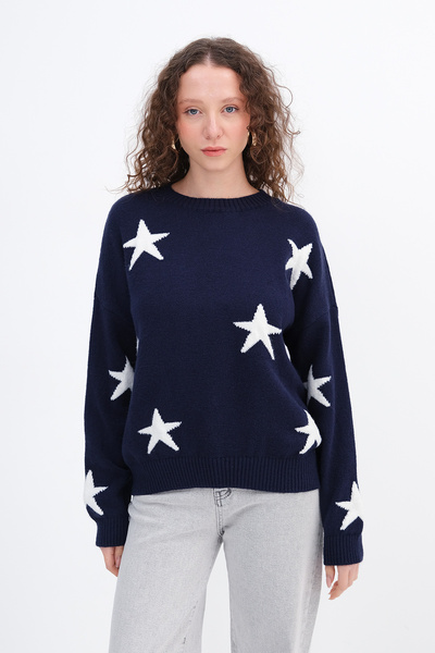 Addax Светло-синій светр з зірковим візерунком K3512