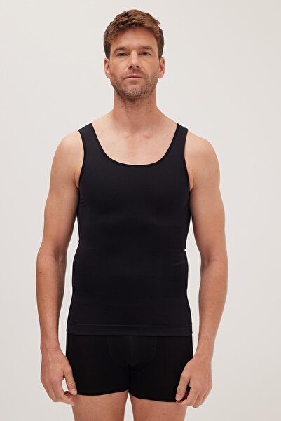 Tudors Men's Super Slim Fit Extra Slim Fit Elastic Black Undershirt Corset