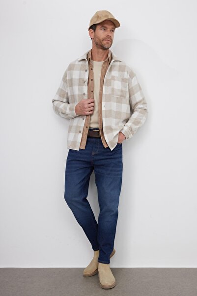 Tudors Men's Relax Fit Comfortable Cut Long Sleeve Pocket Checker Pattern Plaid Lapel Collar Winter Lumberjack Shirt