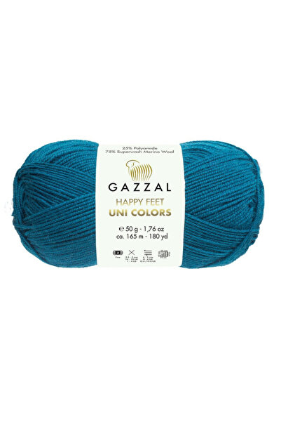 Gazzal Happy Feet Uni Colors %75 Merino %25 Polyamide Knitting Yarn 50 g / 16...