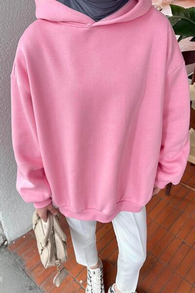 lamelif με κουκούλα Φούτερ Casual Ροζ Ζαχαρόπιτο