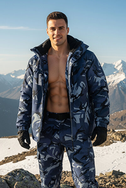 Otoplu ArcticStorm™ Lacivert Kamuflaj Su Geçirmez Termal Mont