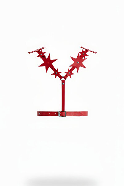 Angels Passion Curea roșie pentru femei, în stil bustieră, cu detaliu de stea...