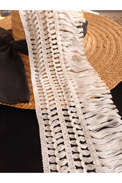 ULUPAMİR Beyaz Kenar Çift Sıra Püskül Saçak