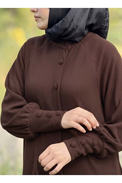 Nissra Ankanoor Raglan Sleeve Covered Button Knitted Ferace Anka255107