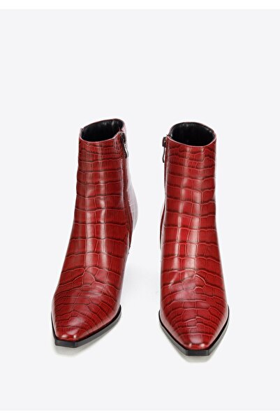 Wittchen Women's Burgundy Croco Leather High Heel Ankle Boots