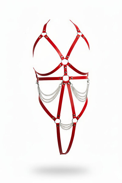 Angels Passion Червен дамски колан с верижка, аксесоар за тяло