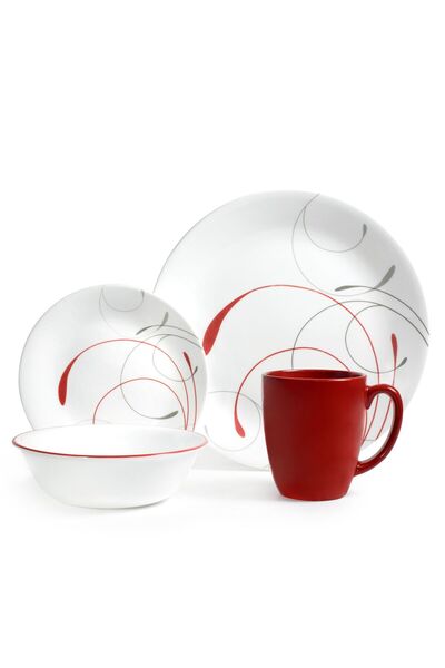 Corelle طقم عشاء سبليدور كوبيه، 16 قطعة، متين وخفيف الوزن ومقاوم للكسر