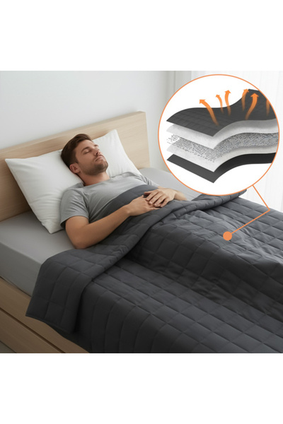 zola Heavy blanket for therapy, 10 kg, 200x220 cm, polyester filling and glass beads, gray