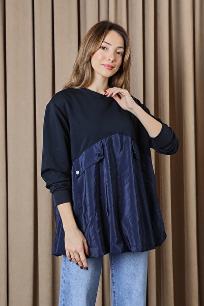 Loreen Women's Pocket Detail Oversized Tunic - 20714Tun - Navy